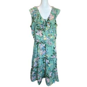 LC Lauren Conrad floral midi dress sleeveless XL